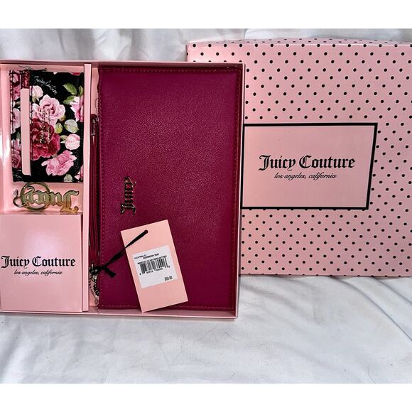 Juicy Couture Raspberry Tart Wallet Floral Card Holder Keychain Gift Set NIB - Picture 2 of 6